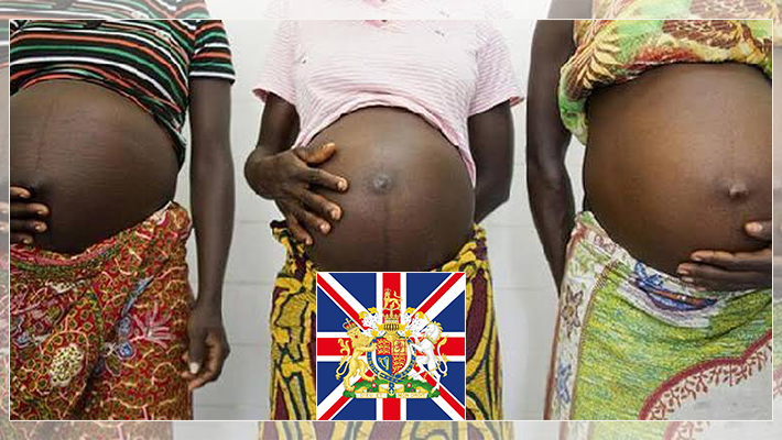Pregnant women and UK emblem