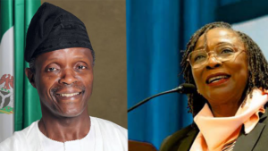 Former Vice President Yemi Osinbajo and Unilag VC at the colloquium
