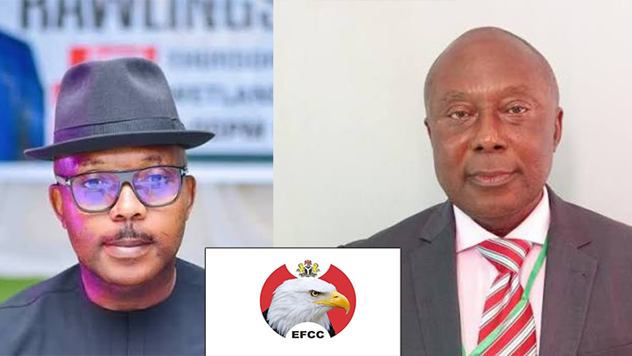 Reps member Nicholas Mutu, ex-AGF Chukwunyere Nwabuoku and EFCC logo