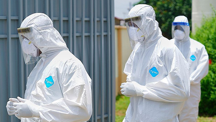 Health workers in hazmat