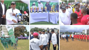 The Comptroller General of Customs with officers at Zone ‘A’ of the service during their grand finale of their inter command competition ​‌⁠​‍‍⁠⁠‌‍‌⁠⁠‍​‌​‌​