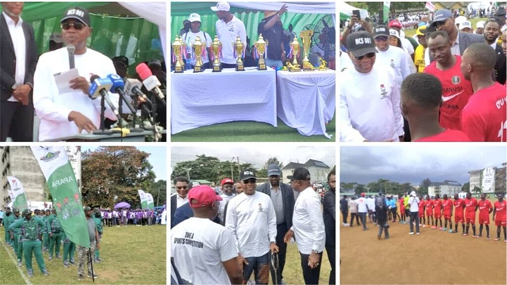 The Comptroller General of Customs with officers at Zone ‘A’ of the service during their grand finale of their inter command competition 
