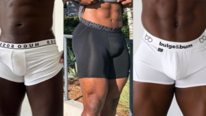 Men in tight shorts showing bulge