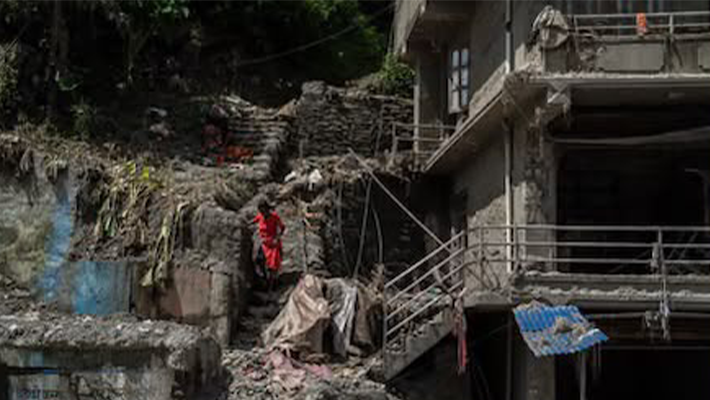 Ruins left by flooding in Nepal