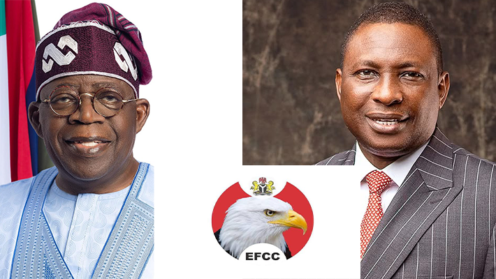 Tinubu/Olukoyede and the EFCC logo.