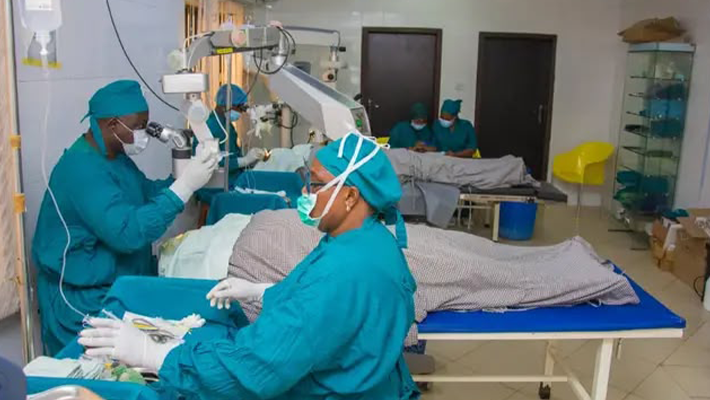 Patient receiving eye treatment in Kaduna