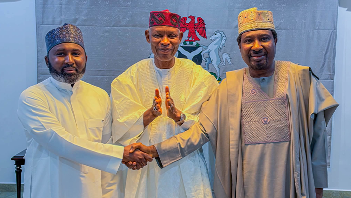 Governor Abba Yusuf, Deputy Senate President Barau Jibrin and Abubakar Bichi