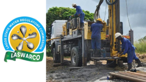 LASWARCO logo and borehole in Lagos State.