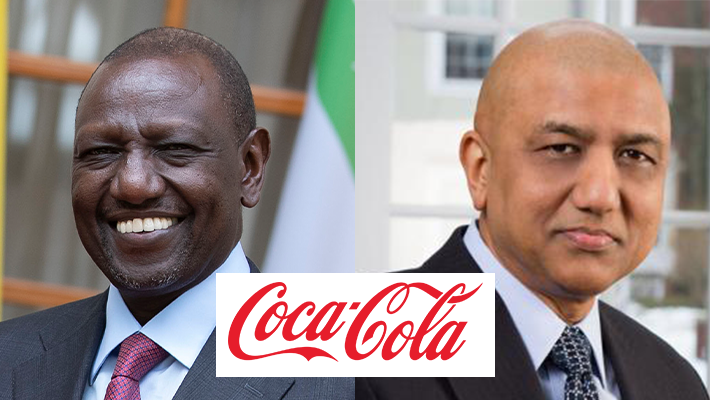 Ruto with Sunil Gupta+Coca-Cola logo