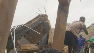 collapsed building