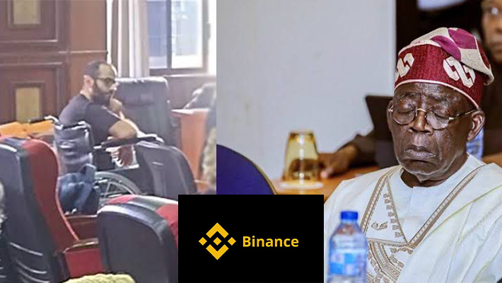 Gambaryan on wheelchair+Binance logo and Tinubu sleeping