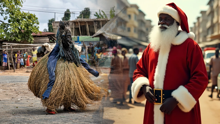 Masqueraders in Ebonyi and Father Xmas