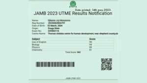 UTME result slip