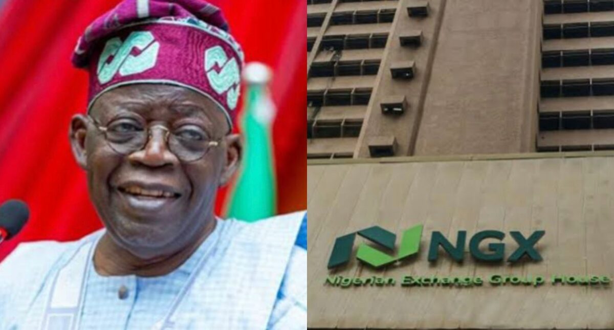 President Bola Tinubu and NGX building