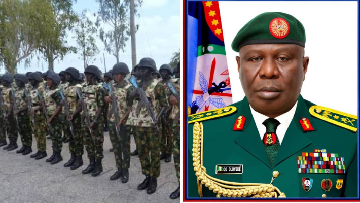 Troops and Maj.-Gen. Michael Onoja