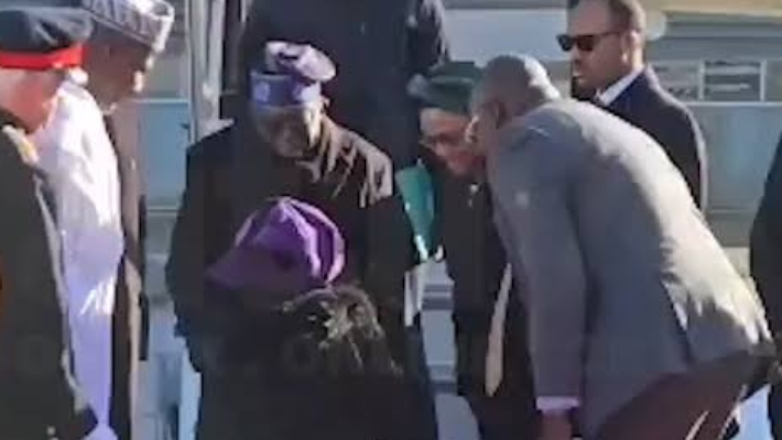 Tinubu with wife at airport