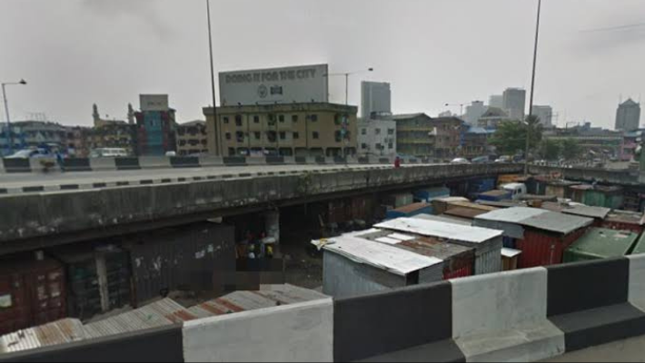 Shanties under a bridge in Lagos