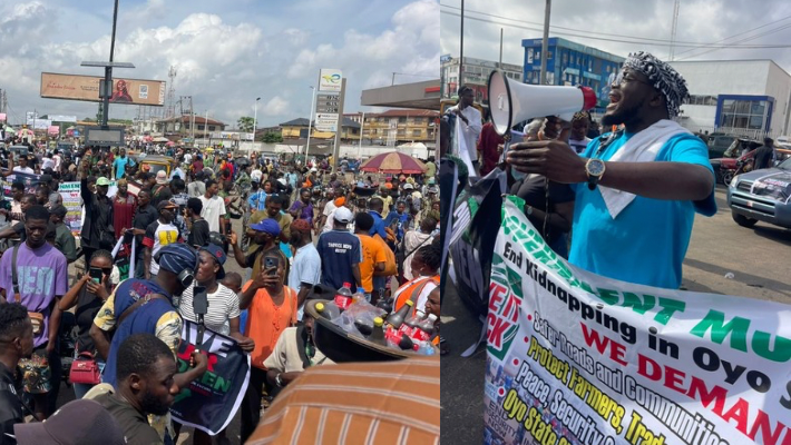 Ibadan residents protesting