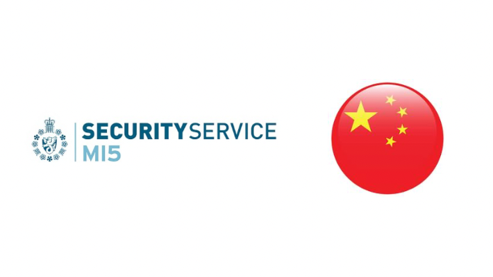 MI5 and Chinese emblems.