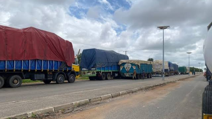 Trailers parked by the road
