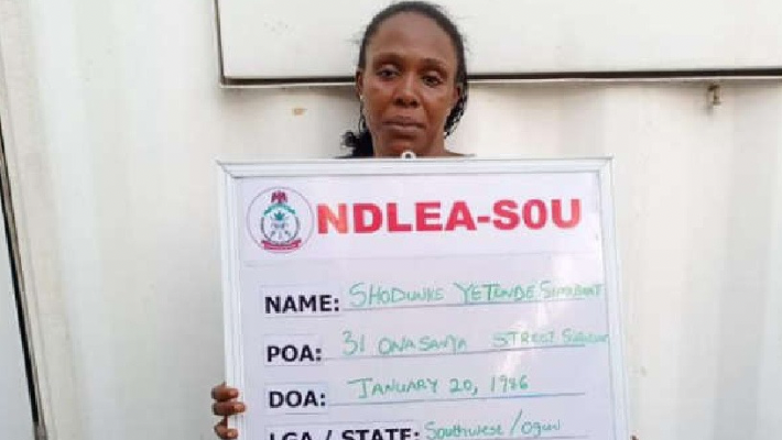 NDLEA mugshots of female drug trafficker