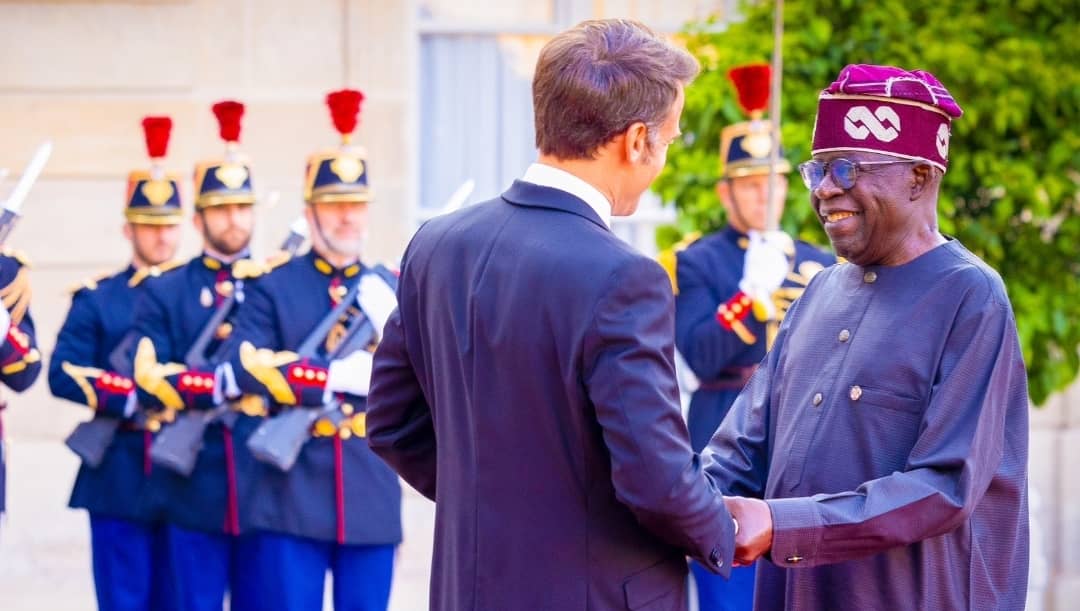 France President Emmanuel Macron and Nigerian President Bola Tinubu in France (Credit: Bola Tinubu)