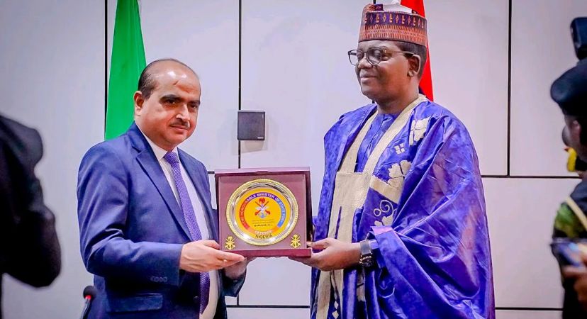 Minister of State for Defence, Dr Bello Matawalle and Permanent Secretary, Ministry of Defence, India, Anurag Bajpai