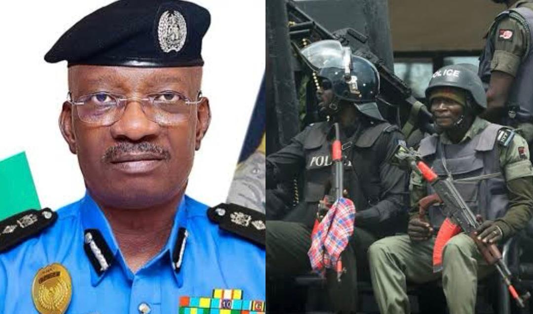 inspector general of police, Kayode Egbetokun and armed policemen