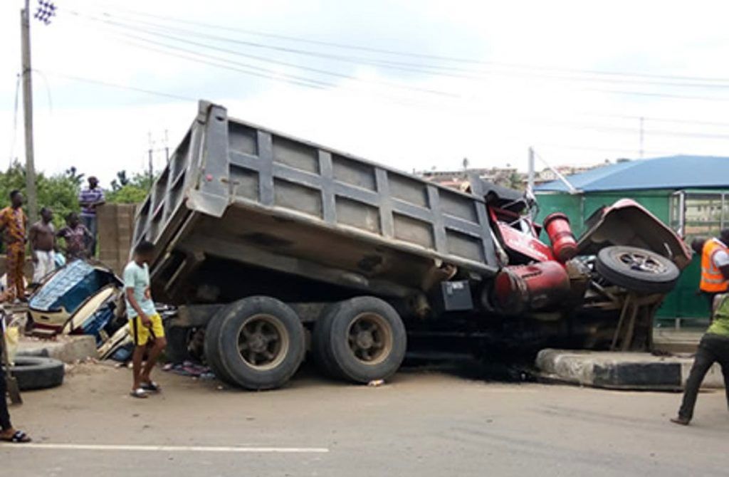 Accident involving a tipper