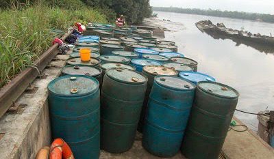 Seized oil barrels
