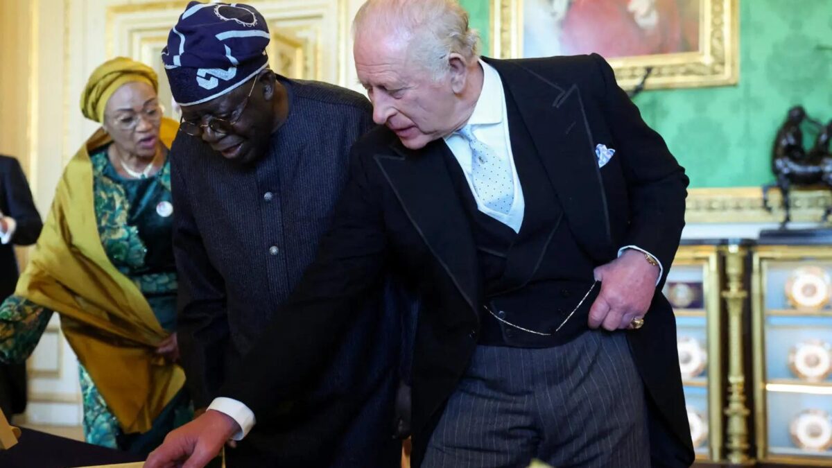 King Charles and President Bola Tinubu in UK museum
