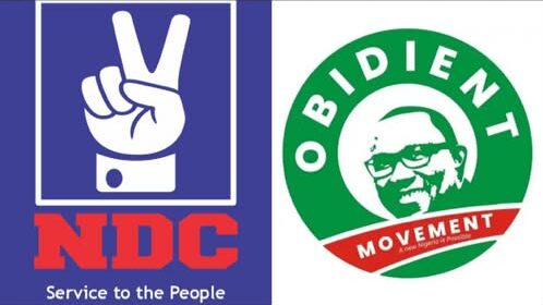 NDC logo and Obidient Movement logo