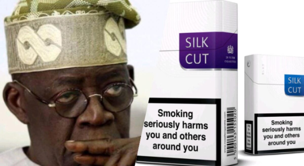 Tinubu and packs of Silk cigarettes