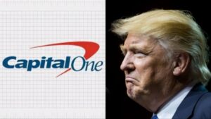 Capital One emblem and Trump Organisation.