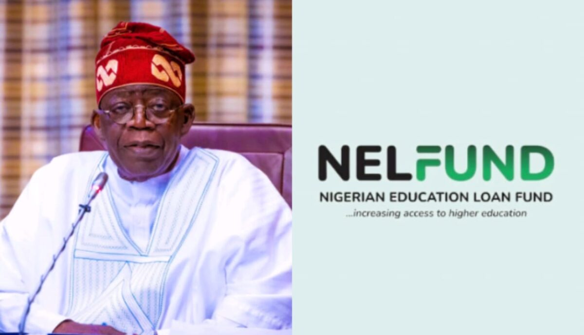Tinubu and NELFUND logo.