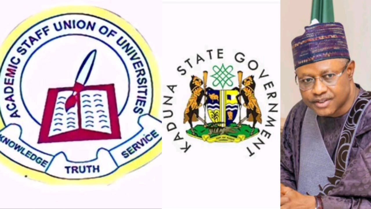 ASUU logo Kaduna and Governor Uba Sani.