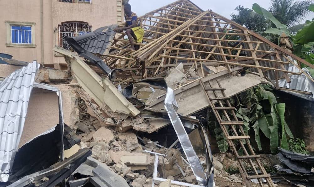 Collapsed building in Anambra