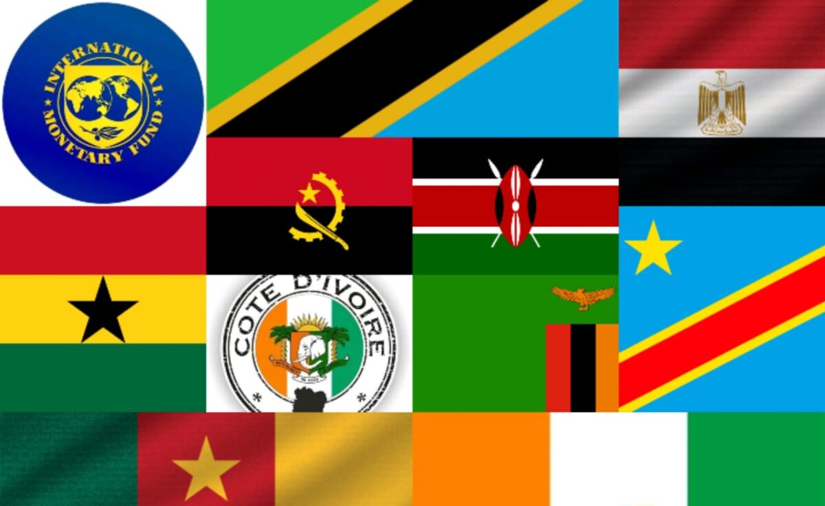 IMF logo and the 10 countries' flags