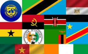 IMF logo and the 10 countries' flags