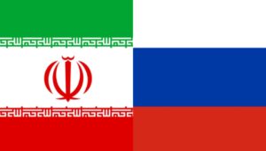Flags of Iran and Russia
