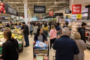 People in UK shopping for food