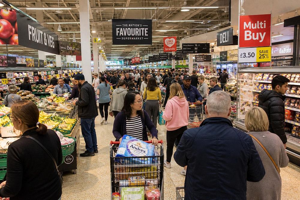 People in UK shopping for food