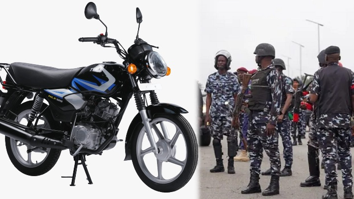 A TVS motorcycle and Nigerian police