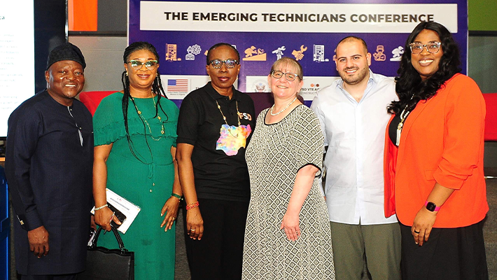 Acting U.S. Consul General JoEllen Gorg (3rd right) and Omowale Ogunrinde, Executive Director of Field of Skills and Dreams VTE Academy (3rd left) with other leading industry experts at the conference.
