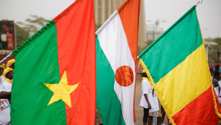 Burkina Faso, Niger and Mali flags