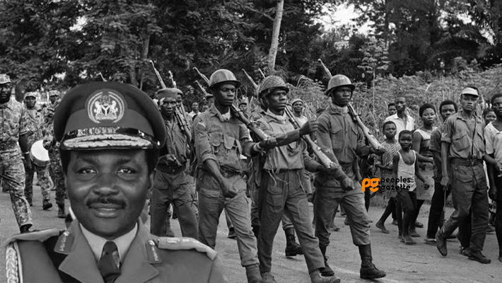 Gowon in military uniform and civil war