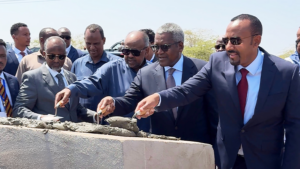 Dr Abiy Ahmed, H.E. Ismaïl Omar Guelleh and Aliko Dangote at the Groundbreaking ceremony of the landmark project