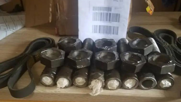 seized cocaine and Amphetamine concealed in steel bolts and shea butter