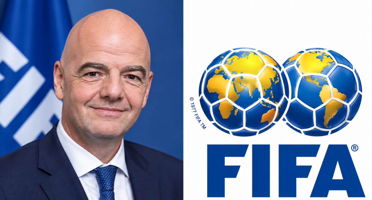 FIFA President Gianni Infantino and the FIFA logo.