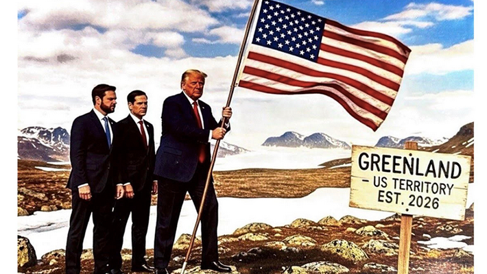 AI-generated photo of Donald Trump, Messrs Vance and Marco Rubio